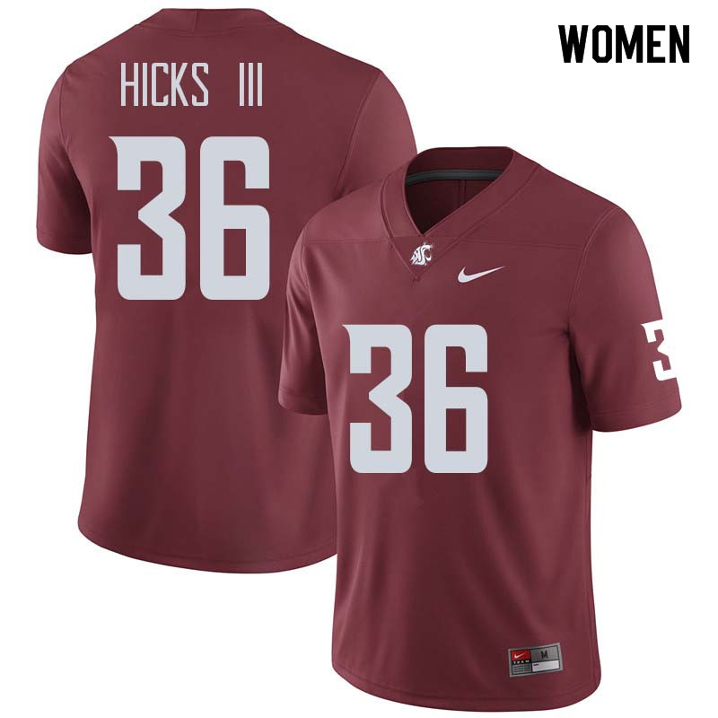 Women #36 George Hicks III Washington State Cougars College Football Jerseys Sale-Crimson